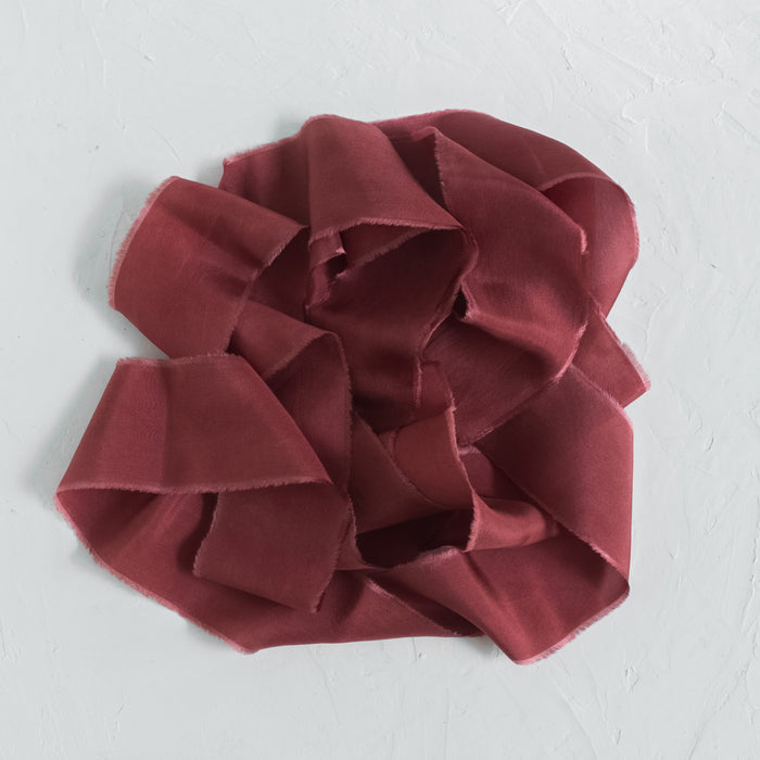 Royal Red - Hand dyed habotai silk ribbon