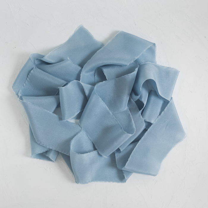 Slate blue - Hand dyed Crepe de chine silk ribbon