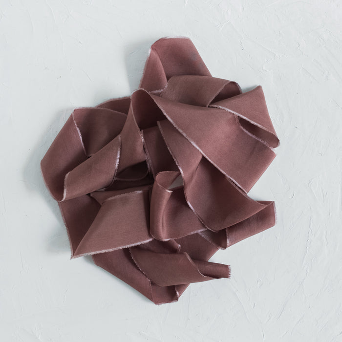 Milk Chocolate - Hand dyed habotai silk ribbon