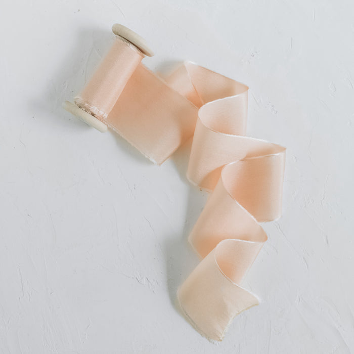 Champagne - Hand dyed Habotai silk ribbon