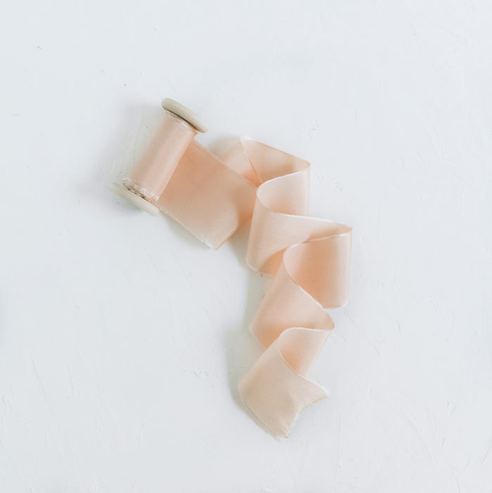Peach - Luxurious hand dyed habotai silk ribbon