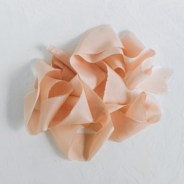 Champagne - Hand dyed Habotai silk ribbon