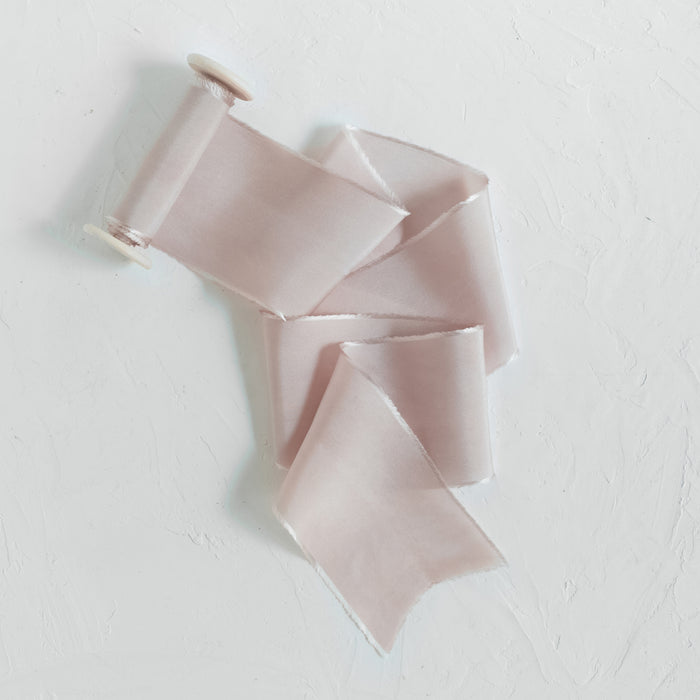Dusty nude - Hand dyed habotai silk ribbon