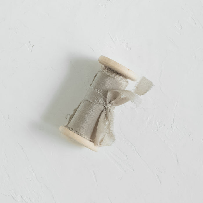 Taupe - Hand dyed Crepe de chine silk ribbon
