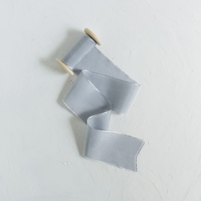 Light Grey - Luxurious hand dyed habotai silk ribbon