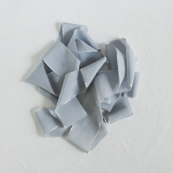 Blue Gray - Hand dyed Habotai silk ribbon
