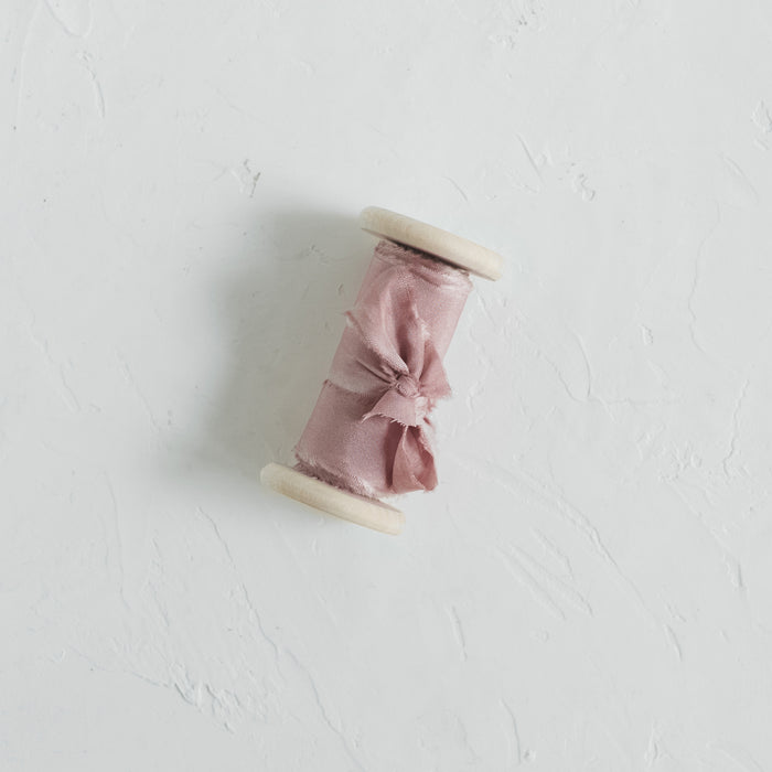 Pink Truffle - Hand dyed habotai silk ribbon