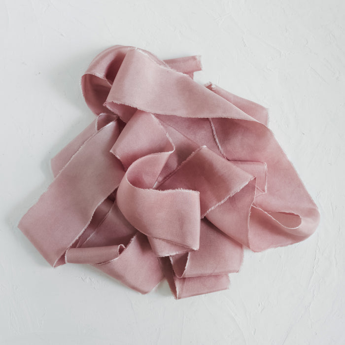 Pink Truffle - Hand dyed habotai silk ribbon