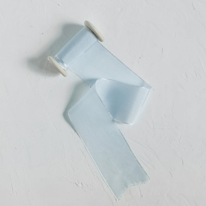 Baby Blue - Hand Dyed habotai silk ribbon