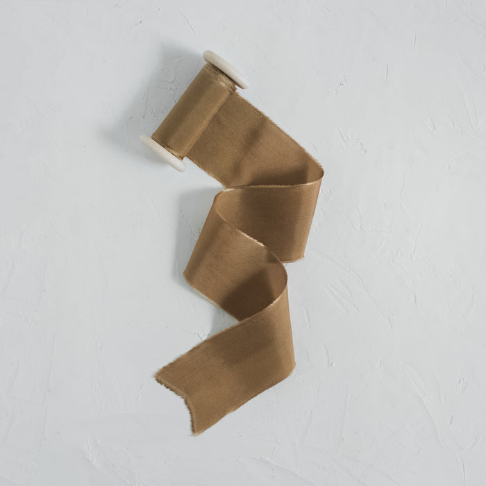 Bronze -  Hand dyed habotai silk ribbon