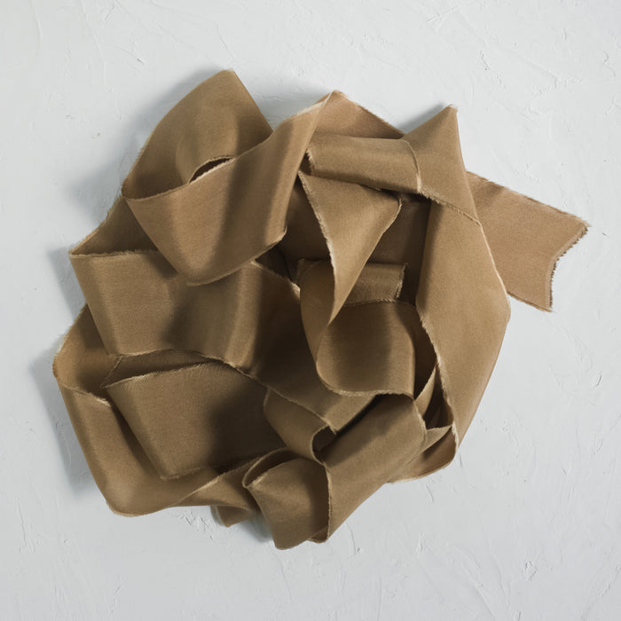 Bronze -  Hand dyed habotai silk ribbon