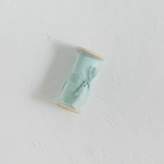 Pale Mint - Crepe de chine silk ribbon