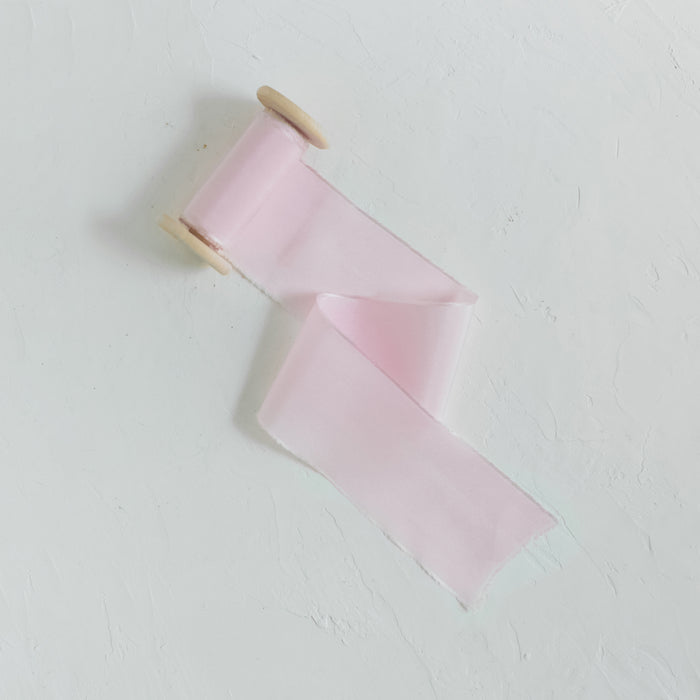 Blush pink - hand dyed Habotai silk ribbon