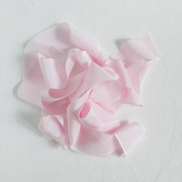 Blush pink - hand dyed Habotai silk ribbon