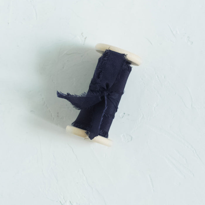 True Navy - Hand Dyed Crepe de chine silk ribbon
