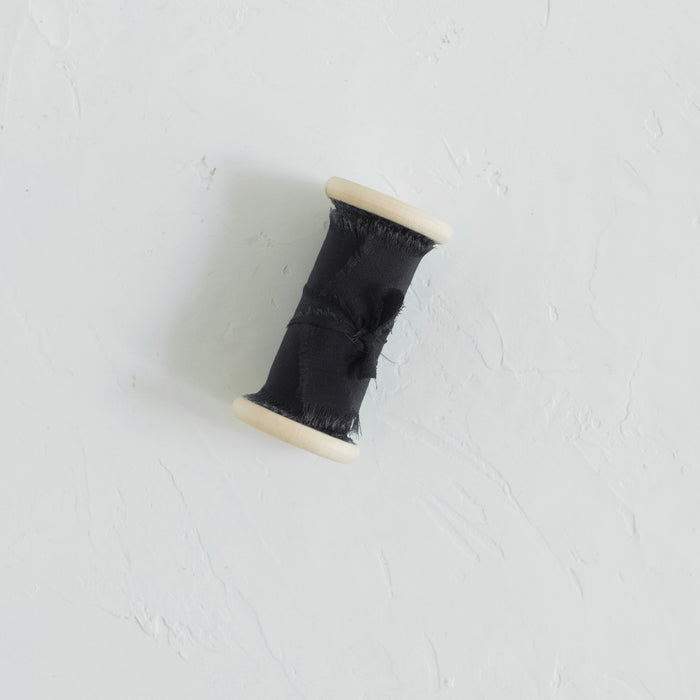 Classic Black - Hand Dyed crepe de chine silk ribbon