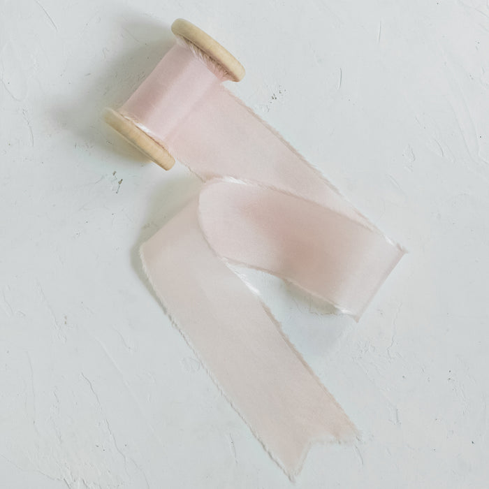 Pink Prosecco - hand dyed habotai silk ribbon