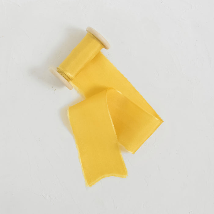 Summer Yellow - Hand dyed habotai silk ribbon