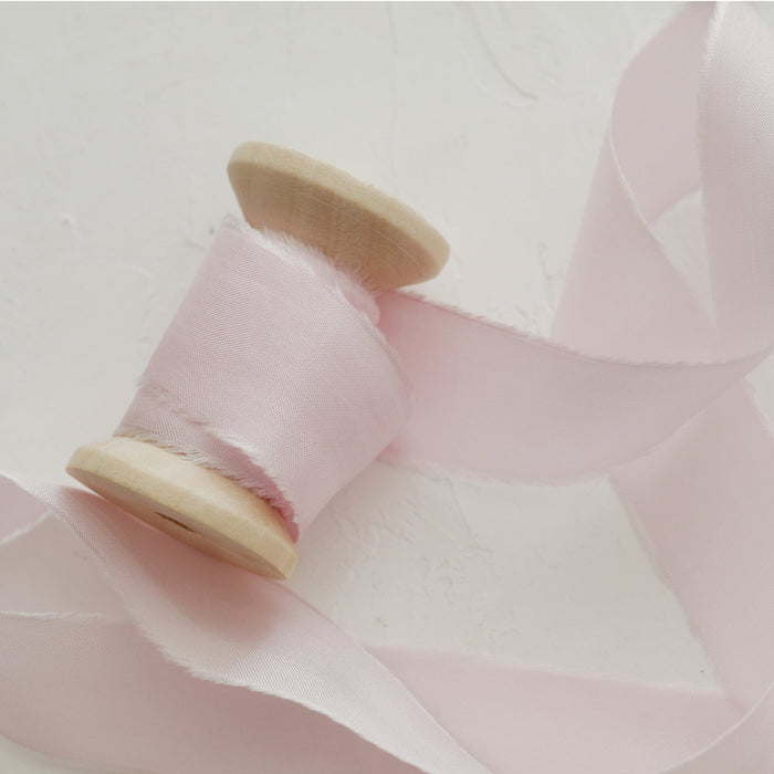 Blush pink - hand dyed Habotai silk ribbon
