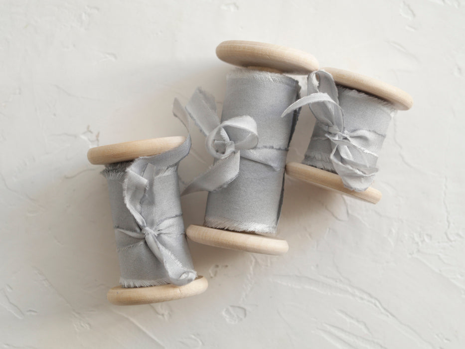 Light Grey - Luxurious hand dyed habotai silk ribbon