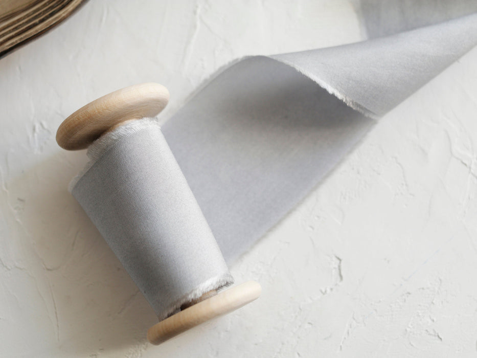 Light Grey - Luxurious hand dyed habotai silk ribbon
