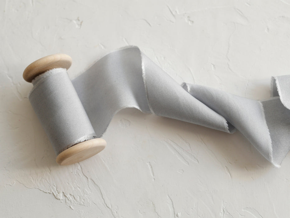 Light Grey - Luxurious hand dyed habotai silk ribbon