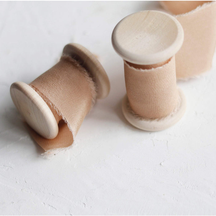 Camel - Hand dyed Crepe de chine silk ribbon