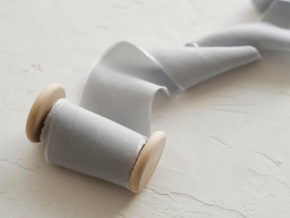 Light Grey - Luxurious hand dyed habotai silk ribbon